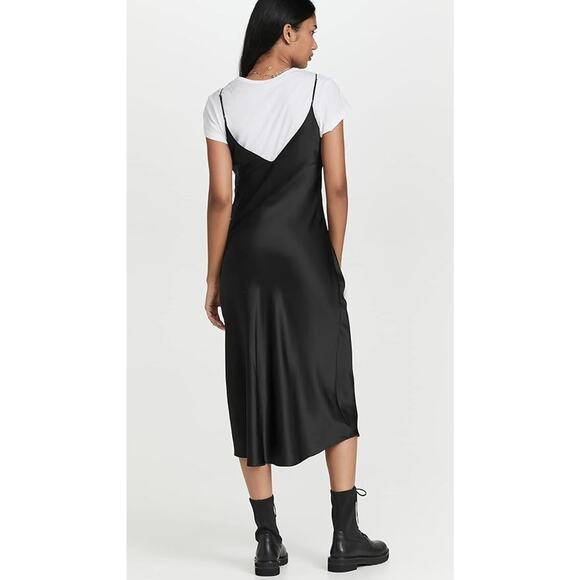 Dannijo Noir Midi Silk Slip Dress - S -Black - Picture 5 of 8